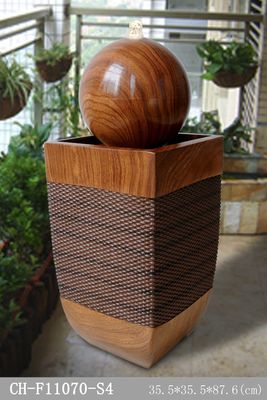 China Ellipse Base Wood Rattan Effect Water Fountain supplier