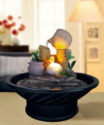China 20x18.5cm Traditional Bamboo Home Interiors Decoration Living Room Tabletop Indoor Water Fountain Polyresin supplier