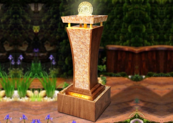 China Long Column  Marble Effect Wood Rattan Garden Fountain supplier