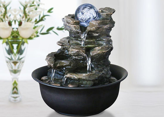 China Rock Mountain Indoor With Glass Ball Polyresin Home Interiors Decoration  Living Room  Water Fountain With LED supplier