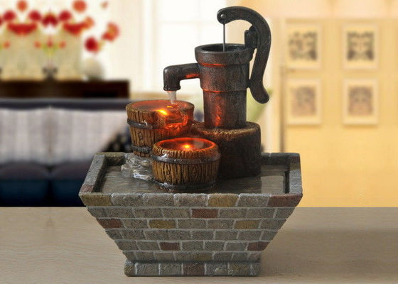 China Traditional Water Well  Home Interiors Decoration  Tv Cabinet Living Room Tabletop Indoor Water Fountain With LED supplier