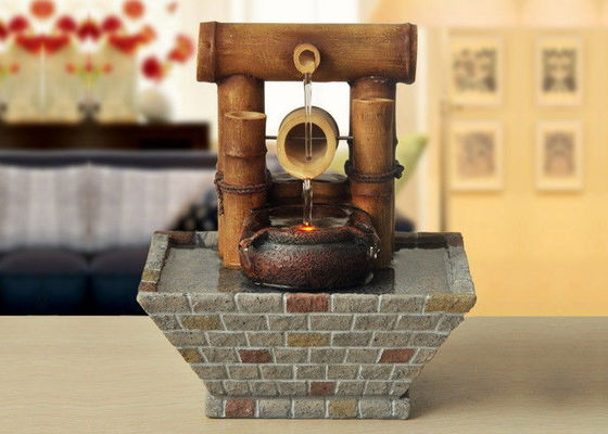 China Bamboo Home Interiors Decoration  Tv Cabinet Living Room Tabletop Indoor Water Fountain With LED supplier