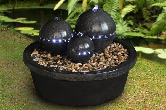 China H49cm Sandstone Lighted Outdoor Water Fountains For Garden Decor supplier