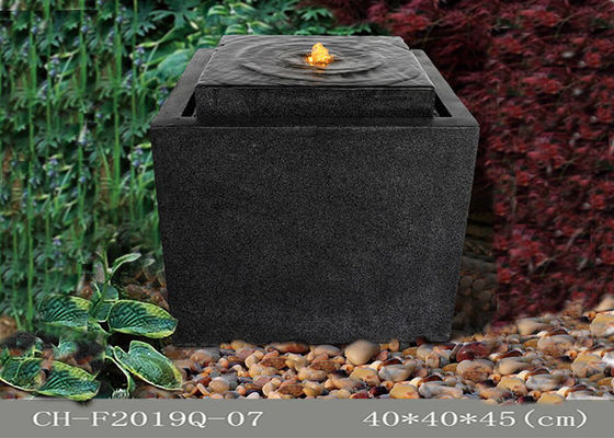 China Stone Effect Square Polyresin Led Light Water Fountain Outdoor supplier