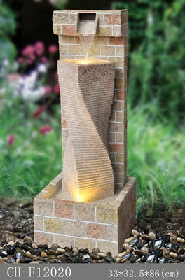 Geometry Single Column Stone Fountain Water Feature supplier