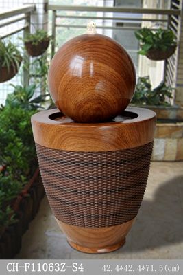 Ball Ellipse Base Wood Rattan Effect Water Fountain supplier