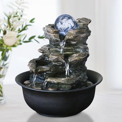 Rock Mountain Indoor With Glass Ball Polyresin Home Interiors Decoration  Living Room  Water Fountain With LED supplier