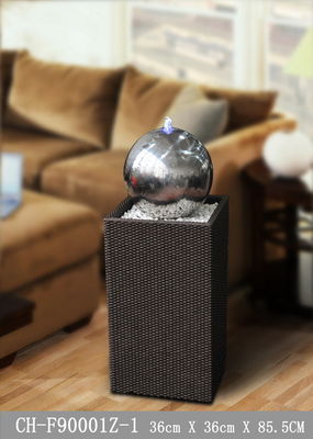 34 Inch Contemporary Lighted Stainless Steel Ball Water Feature supplier