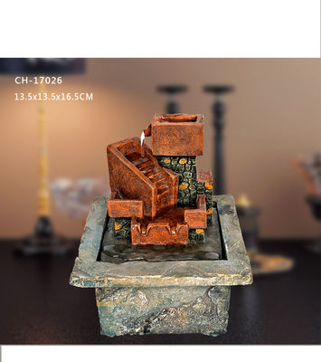 Polyresin Red Brick  H16.5CM American Style  Fountain Tabletop Small Ornament Office Decor Gift Handicraft Creativity supplier