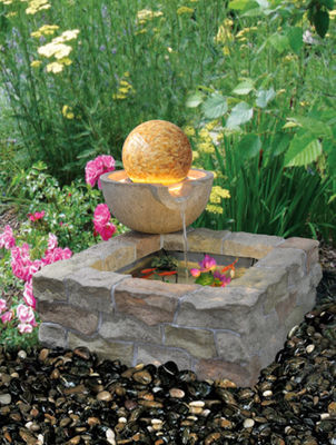 Graphite Hemispheres Sandstone Brick Garden Fountain supplier