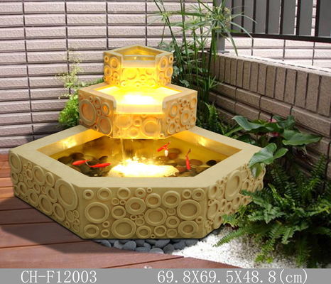 Classical Polygon Lighted Sandstone Brick Garden Fountain supplier