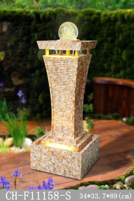 Long Column  Marble Effect Wood Rattan Garden Fountain supplier