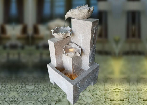 Square Base  Lotus  Sandstone Water Fountain supplier