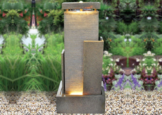 46 Inch Garden Sandstone Outdoor Fountain With Lights supplier