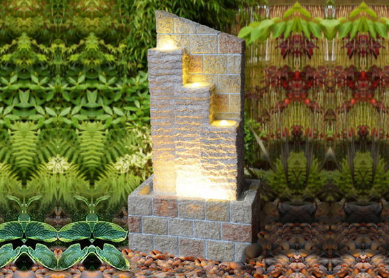 Three Steps Sandstone Brick Garden Fountain supplier