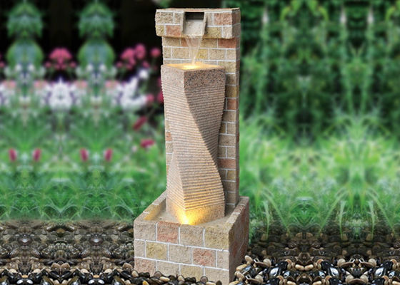 Geometry Single Column Stone Fountain Water Feature supplier