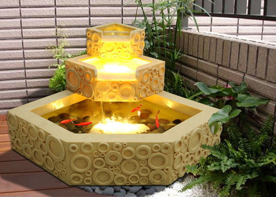 Classical Polygon Lighted Sandstone Brick Garden Fountain supplier