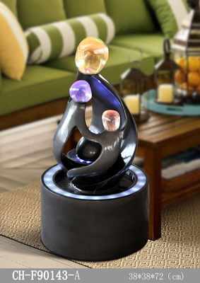 H72CM Solar Water Feature Lights Glossy Grey Couple With Candle supplier