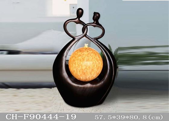 Brown Gold Polyresin Indoor Fountain Lights With Middle Ball supplier