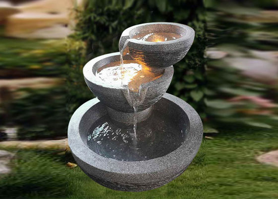 Fiberglass Three Bowls Led Waterfall Fountain Natural Stone Look supplier
