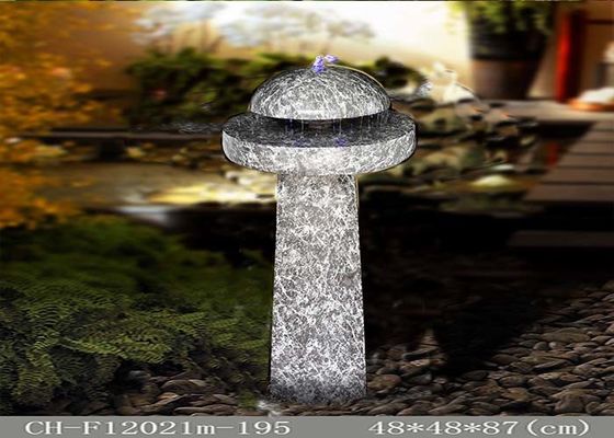 Polyresin Mushroom light water fountain Sandstone color supplier